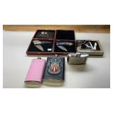 Flasks and 2 Knife Sets