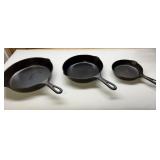 3 Cast Iron Skillets 3,6,8