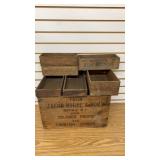 Vintage Wooden Crate And Cheese Boxes
