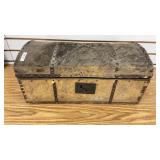 Antique Leather Wrapped Wooden Box