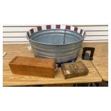 Patriotic Metal Tin With Other Wooden Boxes