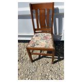 Wooden Dining Chair w/ Floral Seat