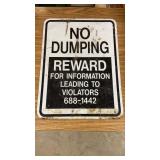 No Dumping Metal Road Sign