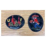 2 Antique Cast Iron Fireman Plagues