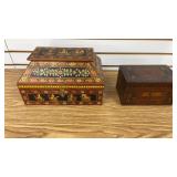 Hand Painted Wooden Box & Trinket Box