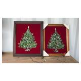 2 Lightup Framed Christmas Trees