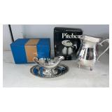 Silver Plated Pitcher and Gravy Boat W/Tray