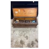 Wooden Carpenters Toolbox w/ Hand Tools