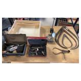 Box W/ Die Grinder, Calipers, Indicators & More