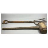 Early Pitchfork & Wooden Mallet