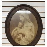 Mother And Child B&W Photograph in Wood Frame