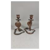 Copper Serpent Candle Holders
