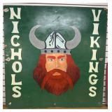 Nichols Vikings Wood Painted Sign