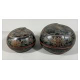 Pair of Chinese Peach Shaped Boxes W/Gilt