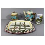 Wedgewood Tea Tray, Majolica Tea Pcs, Cup