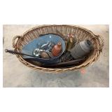 Wicker Basket Of Vintage Home Decor Items