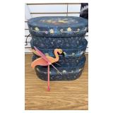 3 Storage Boxes  And A Flamingo