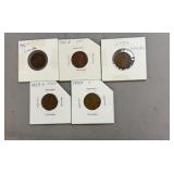5 Lincoln Pennies