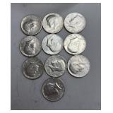 10 Kennedy Half Dollars