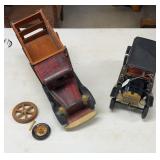 Ford Wind Up Metal Car, Wood Truck (needs Repair
