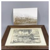Framed Railroad Train Print & C&O RR Train Photo