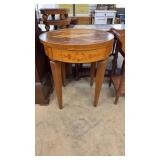 Inlay Round Game Table W/Removable Top