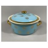Hall Covered Casserole Dish (Cadet Blue & Gold