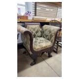 Victorian Arm Chair W/Hand Carved Wood