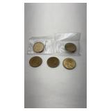 2000,2001,2001,2003,2003 Sacagawea Coins