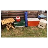 Coolers, Water Container, Table, Chair & Toilet