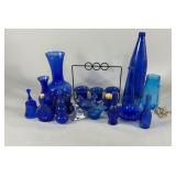 Blue Decorative Glass Bottles,Candle Holders