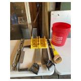 Bucket of Hand Saws & Level