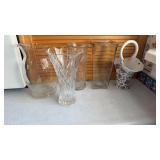 Clear Vases and Pitcher