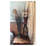 2 Vases W/Decor Faux Flowers