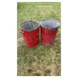 2 Metal Trash Cans