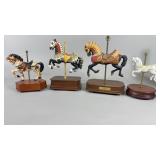 4 Music Box Carousel Horses