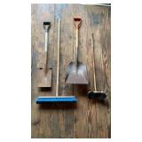 2 Flat Shovels & 2 Brooms