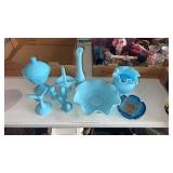Fenton Blue Satin Glass Pieces