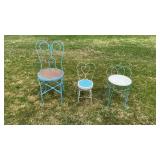 3- Small Metal Parlor Chairs