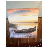 Wood Boat Oil Painting