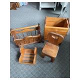 2 Magazine Racks, Wooden Chair, Unicorn Basket