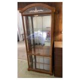 Wood Display Cabinet w/ Glass Shelves & Light