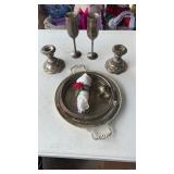 Silver Candlesticks, Platters,Wine Glasses