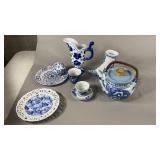 Chinese Blue & White Teapot and Plates