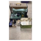 Modern Home Sewing Machine with Case and Box of