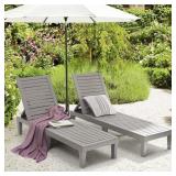 Gray 2-Piece Plastic Patio Outdoor Chaise Lounge