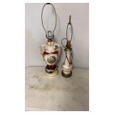2 Early Ceramic Lamps -No shades