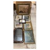 Box of Assorted Picture Frames and Mirror