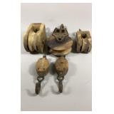 Vintage Wood Pulleys