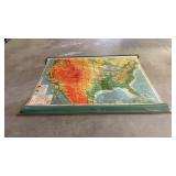 Pull Down Wall Map of United States Edition 1954